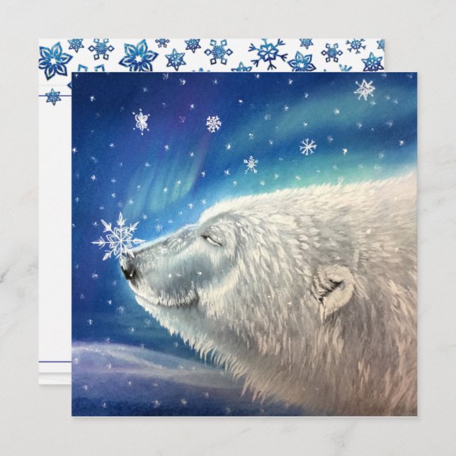 Polar Bear Snowflakes Karten (Vorne/Hinten)