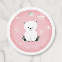 Polar Bear Snowflakes Pink Baby Dusche