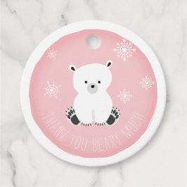 Polar Bear Snowflakes Pink Baby Dusche Geschenkanhänger