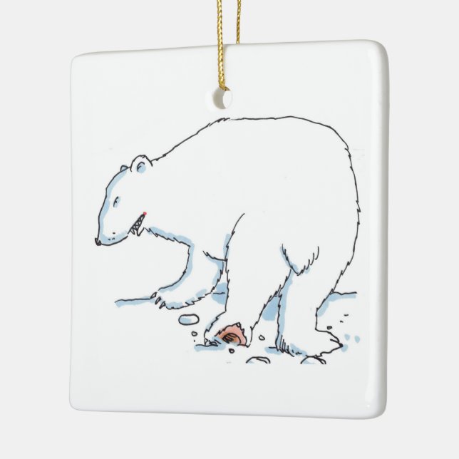 Polar Bear square ceramic ornament 2 sided (Links)