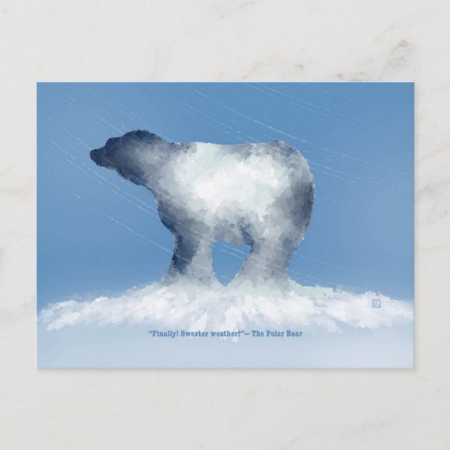Polar Bear Sweater Weather Postcard Feiertagspostkarte (Vorderseite)