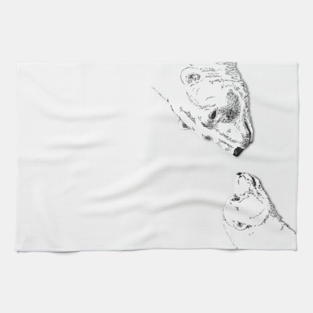Polar Bear Towel Mother & Cub Bear Tee Handtuch (Horizontal)