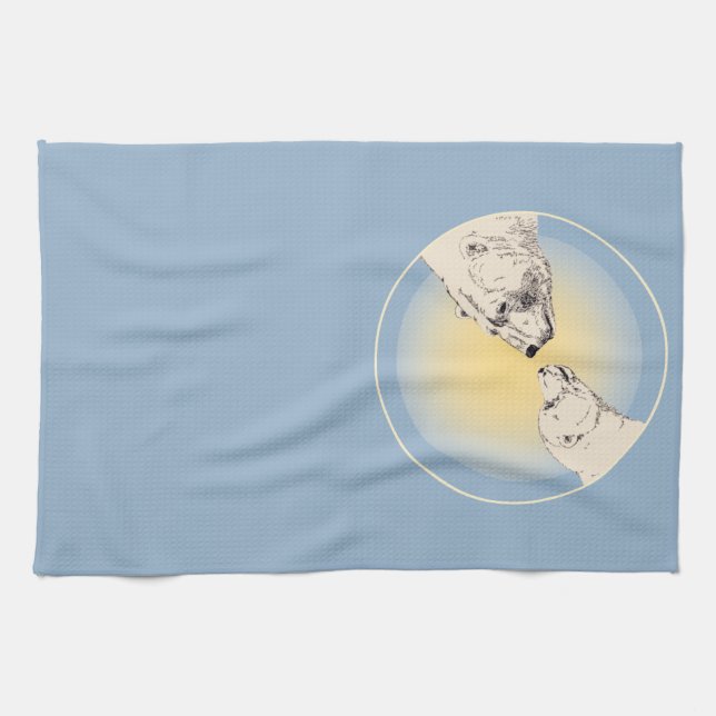 Polar Bear Towel Mother & Cub Bear Tee Handtuch (Horizontal)