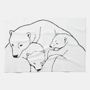 Polar Bear Towel Mother & Cubs Bear Tee Handtuch