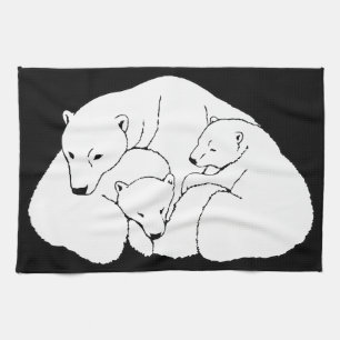 Polar Bear Towel Mother & Cubs Bear Tee Handtuch
