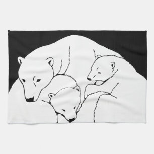Polar Bear Towel Mother & Cubs Bear Tee Handtuch