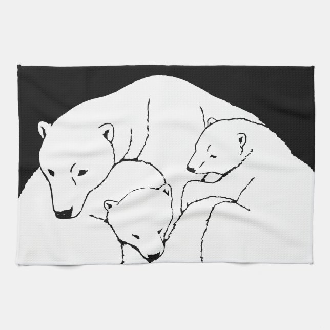 Polar Bear Towel Mother & Cubs Bear Tee Handtuch (Horizontal)