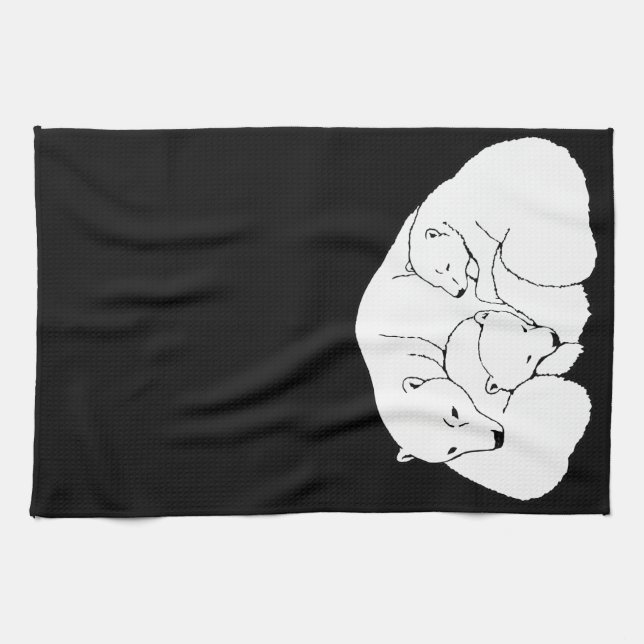 Polar Bear Towel Mother & Cubs Bear Tee Handtuch (Horizontal)