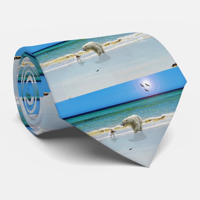 Polar Bear trifft Jack Russell, Neck Tie Krawatte (Gerollt)