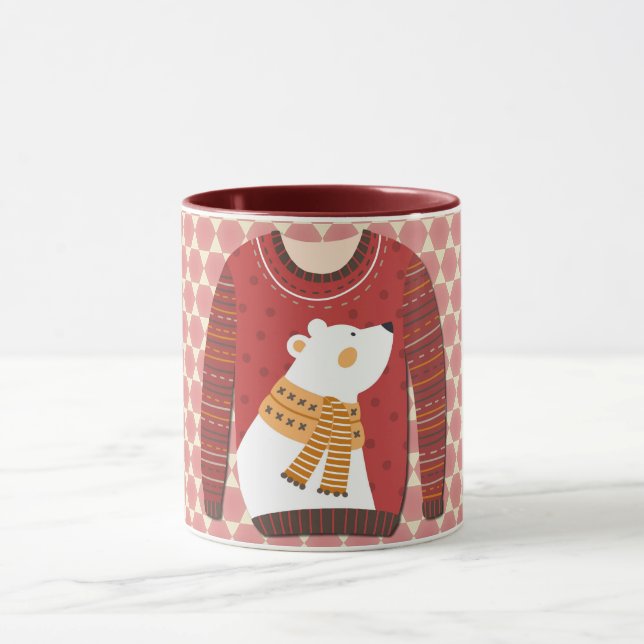 Polar Bear Ugly Sweater Art Mug Cup Tasse (Zentrum)