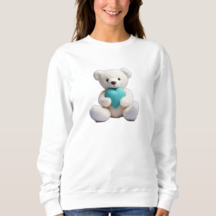 Polar Bear umarmt Aquamarines Herz Sweatshirt
