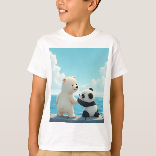 Polar Bear und Baby Panda T - Shirt (Vorderseite)