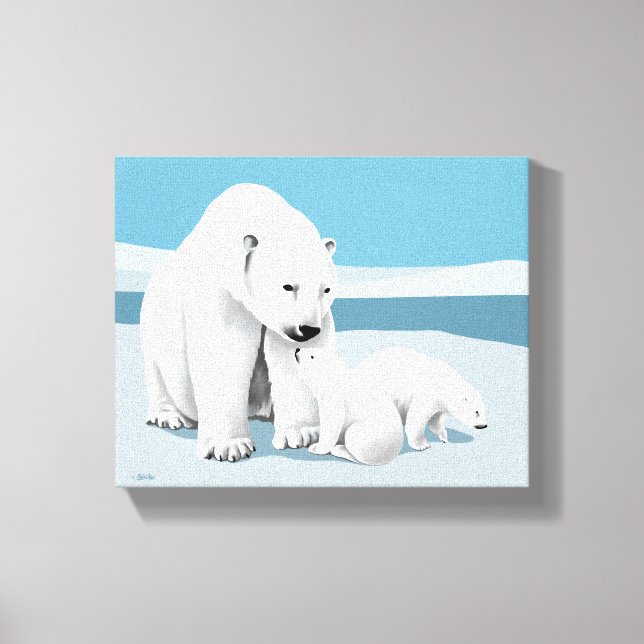 Polar Bear und Cubs Leinwanddruck (Vorderseite)