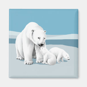 Polar Bear und Cubs Magnet