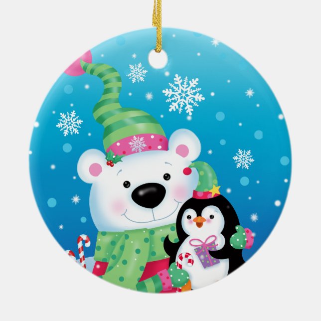 Polar Bear und Pinguin-Ornament Keramik Ornament (Hinten)