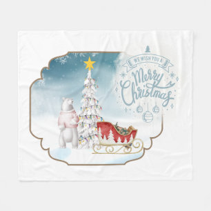 Polar Bear und Sleigh Fleece Blanket