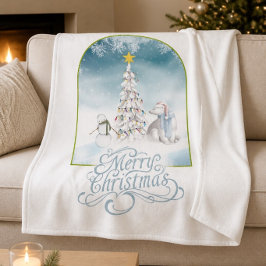 Polar Bear und Snowman Fleece Blanket