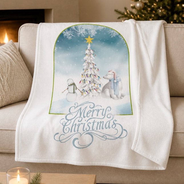 Polar Bear und Snowman Fleece Blanket (Von Creator hochgeladen)