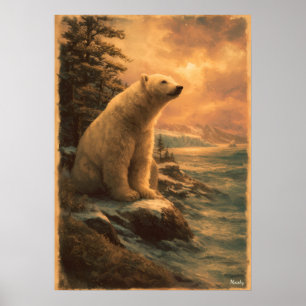 Polar Bear Vintage – Retro-Arktis der Mitte des Ja Poster