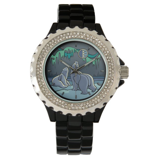 Polar Bear Watch Wildlife Art Bär Armbanduhr (Vorderseite)