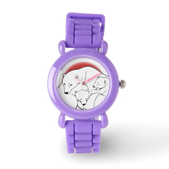 Polar Bear Watch Wildlife Bären Cubs Wrist Watch Armbanduhr (Vorderseite)