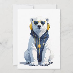 Polar Bear Wear Hoodie Funny Cool Animal Vector Einladung