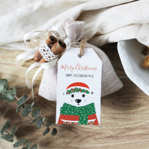 Polar Bear Weihnachtsfamilie Name Geschenkanhänger