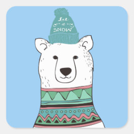 Polar Bear Weihnachtskleber Quadratischer Aufkleber