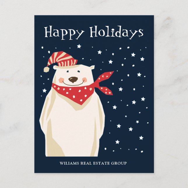 Polar Bear Weihnachtsmannmütze Weihnachten Firmeng Postkarte (Vorderseite)