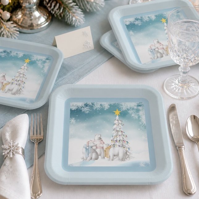 Polar Bear Weihnachtspapier Teller (Von Creator hochgeladen)