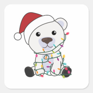 Polar Bear Weihnachtsschnee Wintertiere Polar Quadratischer Aufkleber