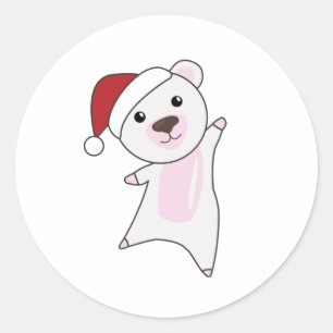 Polar Bear Weihnachtsschnee Wintertiere Polar Runder Aufkleber