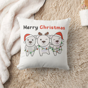 Polar Bear Weihnachtstiere Polar Bären froh Thr Kissen