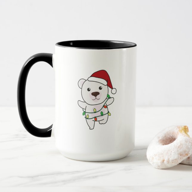 Polar Bear Weihnachtstiere Polar Bears Tasse (Mit Donut)