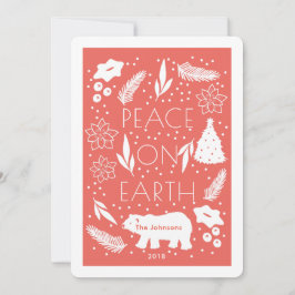 Polar Bear Weltfrieden Red Christmas Card Feiertagskarte