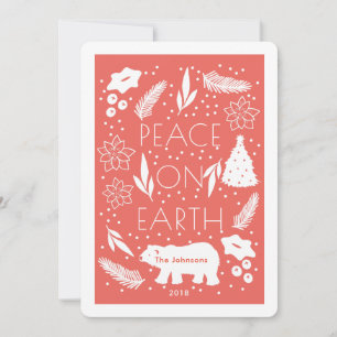 Polar Bear Weltfrieden Red Christmas Card Feiertagskarte