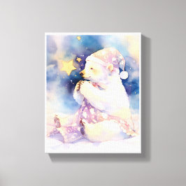 Polar Bear Whimsical Watercolor Nursery Canvas Leinwanddruck
