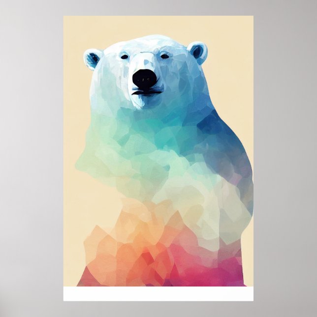 Polar Bear Wild Nature Animal Colors Malerei Poster (Vorne)