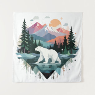 Polar Bear Wildlife Animal Nature Outdoor Forest Wandteppich