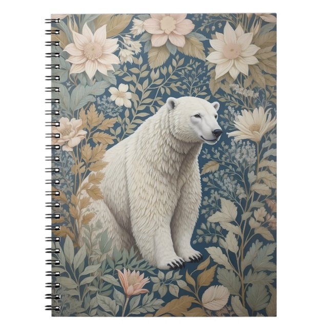 Polar Bear William Morris Inspiriert floral Notizblock (Vorderseite)