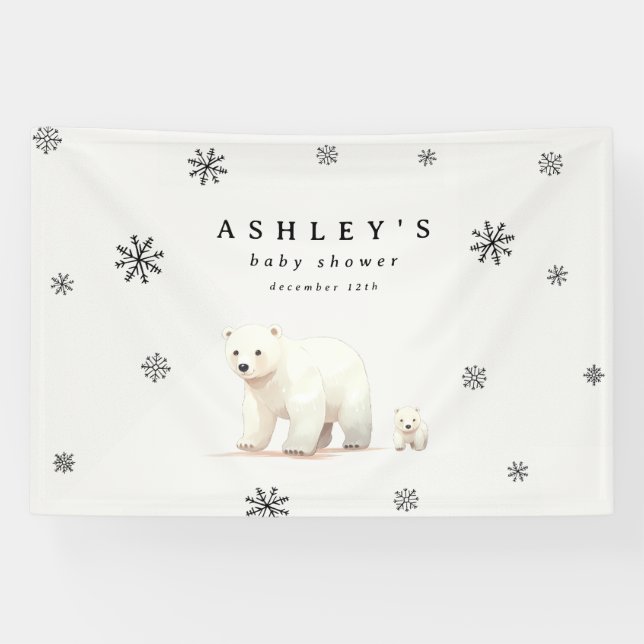 Polar Bear Winter Baby Dusche Banner (Horizontal)
