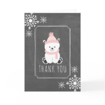 Polar Bear Winter Baby Dusche Danke Pink