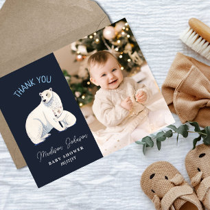 Polar Bear Winter Baby Dusche Vielen Dank Postkarte