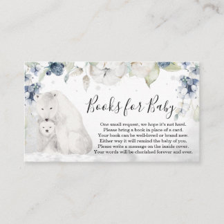 Polar Bear Winter Baby Showbücher für Baby Visitenkarte
