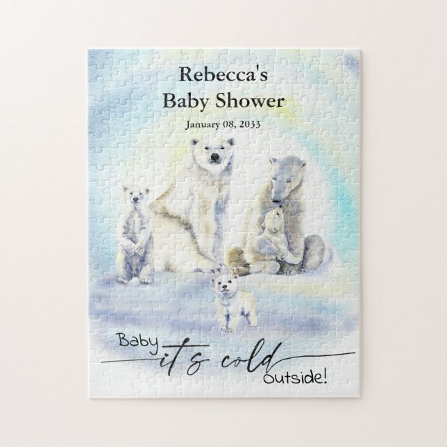 Polar Bear Winter Baby Shower Cold Außenbereich Puzzle (Vertikal)