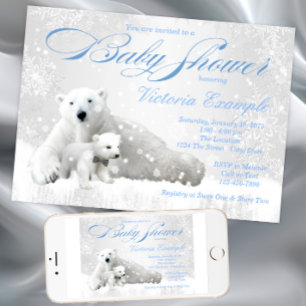 Polar Bear Winter Baby Shower Einladung