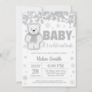 Polar Bear Winter Baby Shower Snowflake Einladung