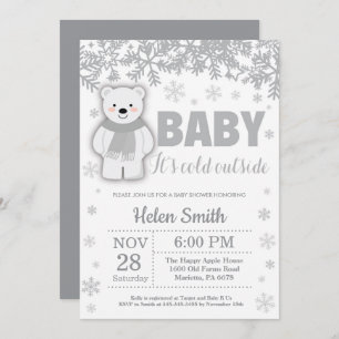 Polar Bear Winter Baby Shower Snowflake Einladung