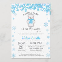 Polar Bear Winter Blue Boy Babydusche Schneeflocke