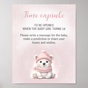 Polar Bear Winter Girl Baby Shower Time Kapsel Poster